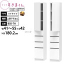 すきまくん 本棚 完成品 組立不要 ブック ハイタイプ 上扉下引出し 幅41-55×奥行42×高さ180.2cm BSD-THL THR_ セミオーダー