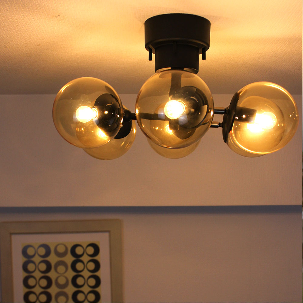 【在庫処分セール】シーリングライト 6灯 タイニー グラスシーリングライト 6球 メルクロス BRID 天井 ガラスボール 照明 おしゃれ レトロ