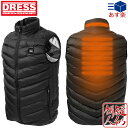 [DRESS(ドレス)] HEAT VEST ヒートベスト[ブラック] 電熱ヒーター内蔵ベスト[サイズ：S/M/L/XL/XXL] USBモバイルバッテリー対応 3段温度調整 釣り 中綿ベスト 防寒 加熱 発熱 メンズ Men's