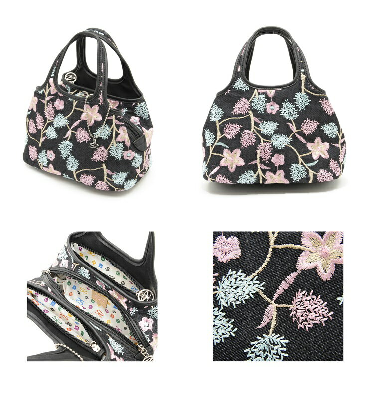 【ラッキーシール対応】【サボイ SAVOY 送料無料 レディースバッグ 軽量 手提げ 通勤・通学 買い物 デニムバック 刺繍トート　savoy カジュアル バッグ 母の日　】SM18570505