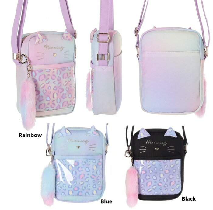 ax【 ヒョウ柄　縦ショルダーバッグ　ミニショルダー　ショルダーバッグ　かわいい　ポシェット　ポシェットバッグ　ショルダーバッグ】Coboca+ポリPVCヒョウ柄ネコファー付縦ショルダー