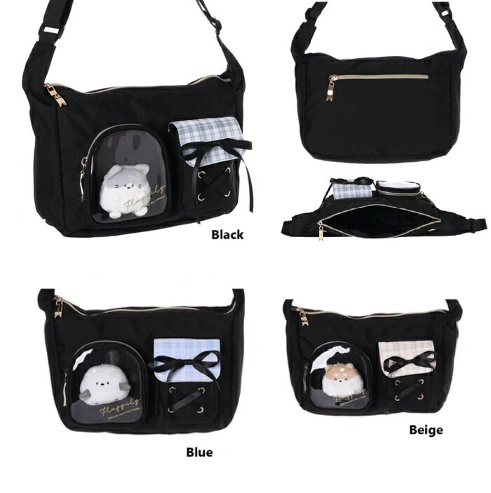 ax【 ぬいぐるみチャーム付き　バッグ　ショルダーバッグ　ポシェット　旅行ポシェット　ショルダー】C..