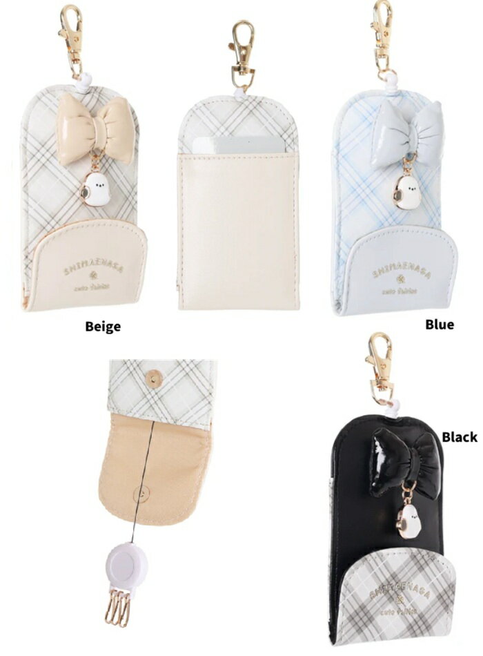 【Coboca+合皮シマエナガリボンリールキーケース　シマエナガ　ランドセル キーケース キーホルダー キ..