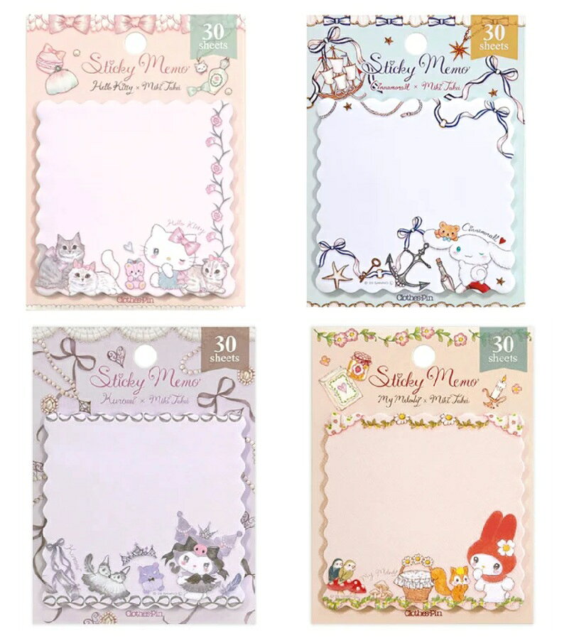 樂天商城 - サンリオキャラクターズ　たけいみき ふせん　サンリオ シナモロール　キティ　クロミ 　付箋　文具　 ミニメモ　メモ帳　プチギフト】サンリオキャラクターズ×たけいみき ふせん