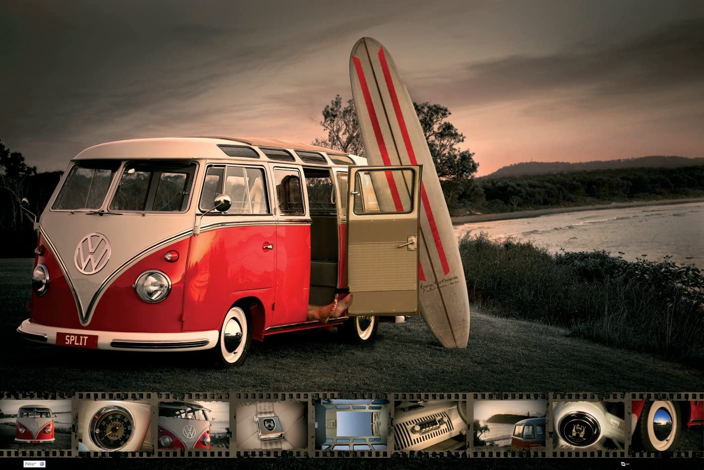 ミニポスター Volkswagen CAMPER kombi surfboard MINIPOS-06【40×50cm】