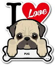 ドッグ ステッカー　PUG パグ I LOVE ステッカー PET-038