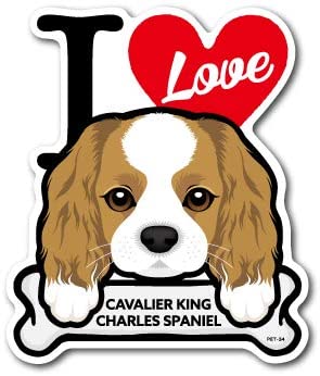 ドッグ ステッカー　CAVALIER KING CHARLES SPANIEL キャバリア I LOVE ステッカー PET-034