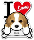 ドッグ ステッカー　BEAGLE ビーグル I LOVE ステッカー PET-024