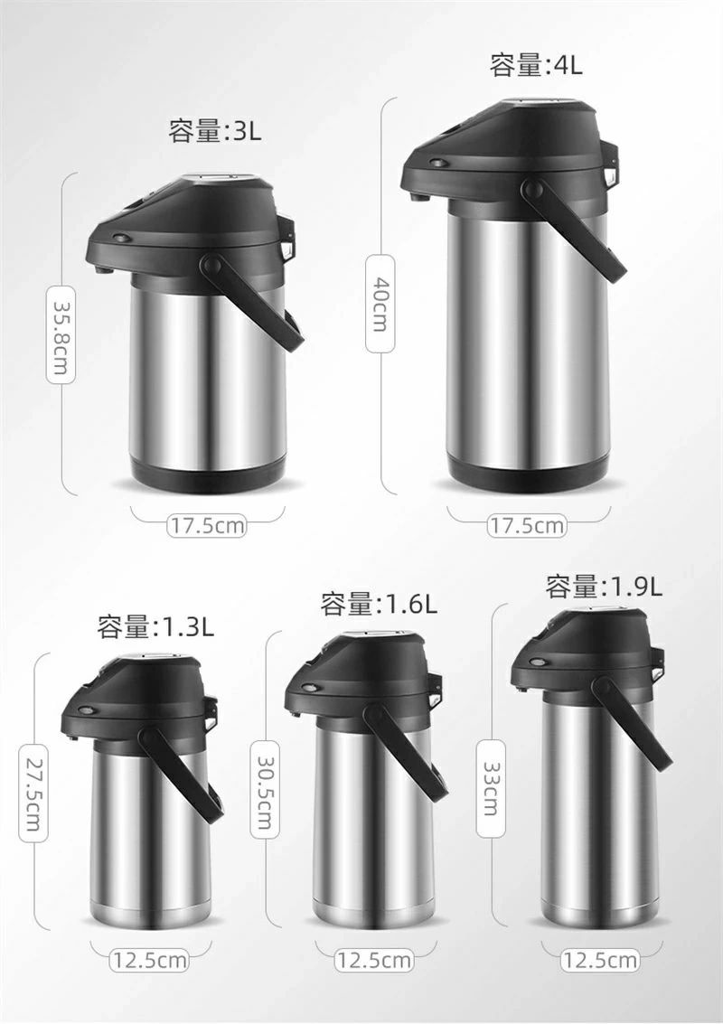 魔法瓶 卓上ポット 押す 保温ポット エアーポット 大容量 1.6L 1.9L 3L 4L ステンレスポット 保温保冷 熱湯 広口 まほうびん 安全ロック設計 火傷防止設計 ステンレス 手持ち付き 持ち運び便利 卓上 保温 保冷