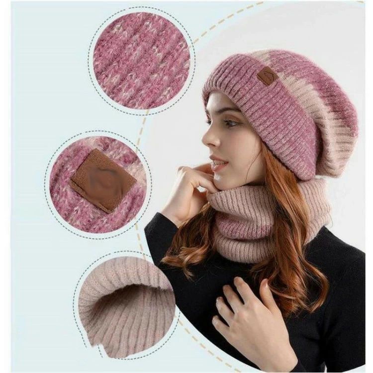 新生活 2点セット 帽子 レディース ニット帽 ネックウォーマー 裏起毛 小顔効果 防寒対策 キャップ 秋 冬 暖かい ハット 紫外線 自転車 飛ばない プレゼント ギフト