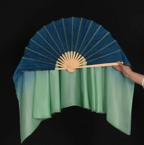 シルクファンベール シルク100％ ベリーダンスファンベール 右手用 1本 ベール丈40cm 扇長さ36cm グラデーション扇子 団扇 舞台 小道具 アクセサリー 演出 飾り ファンベール