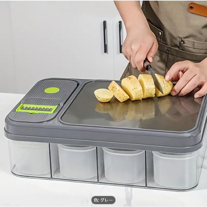 新しい多機能高級野菜と果物スライサー、ABS素材で作られた手動フードグレーターとチョッパー、スライス、ダイス、ドレインを一つに組み合わせ