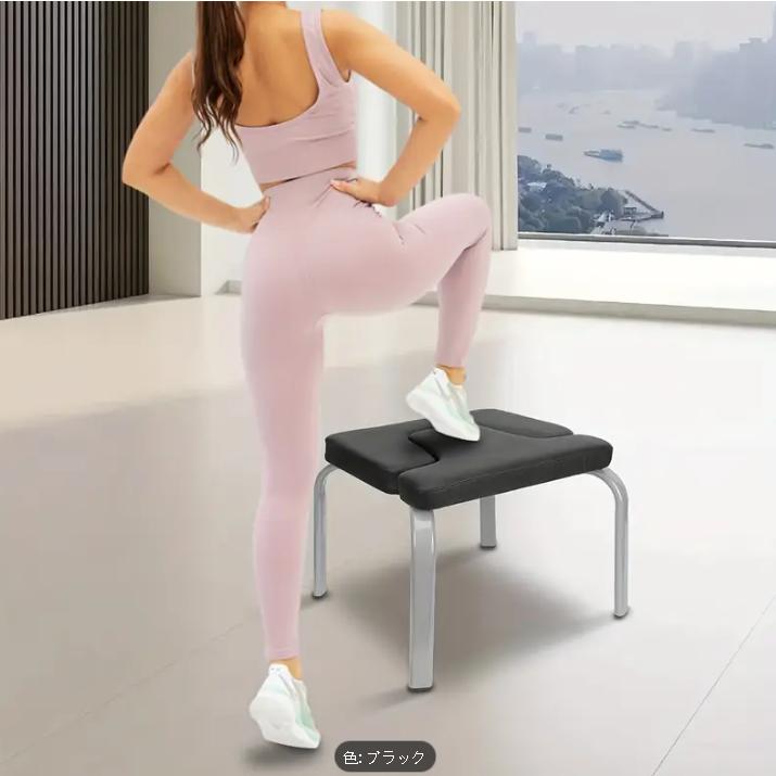 丈夫なブラックヨガヘッドスタンドスツール、快適クッション付き - 滑り止め、滑らかなエッジ、初心者＆経験豊富なヨガ愛好家に最適 - 自宅、