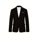 1pc メンズカジュアルビジネスブレザー - 無地ポリエステル製ワークジャケット、ラペルカラー、スーツスリーブ、ポケットディテール - 伸縮性のない生地