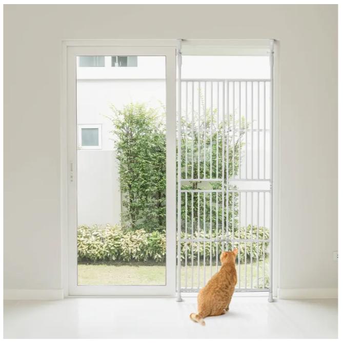 ペットゲート 猫の脱出防止 マルチヘッドケージ 猫用室内高さ調節可能 205-285cm ドアケージ ストレッチフェンス ケージパーティション 逃走防止