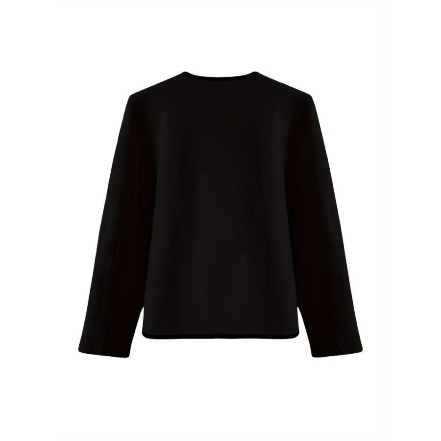 エレガントでシックな女性用フリースブレンドジャケット - 多用途でスタイリッシュ、ボタン付きの長袖、洗濯機で洗える - 春/秋/冬に最適