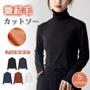 【2点買うと20%オフ】裏起毛 微起毛トップス インナー レディース ハイネック ゆったり 秋 冬 裏起毛タートルネックカットソー 防寒対策 暖かい