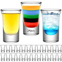 ショットグラス24個- 30ml/30cc クリアグラス、ヘビーベース ウイスキー、テキーラ、ウォッカ、リキュール、エスプレッソ