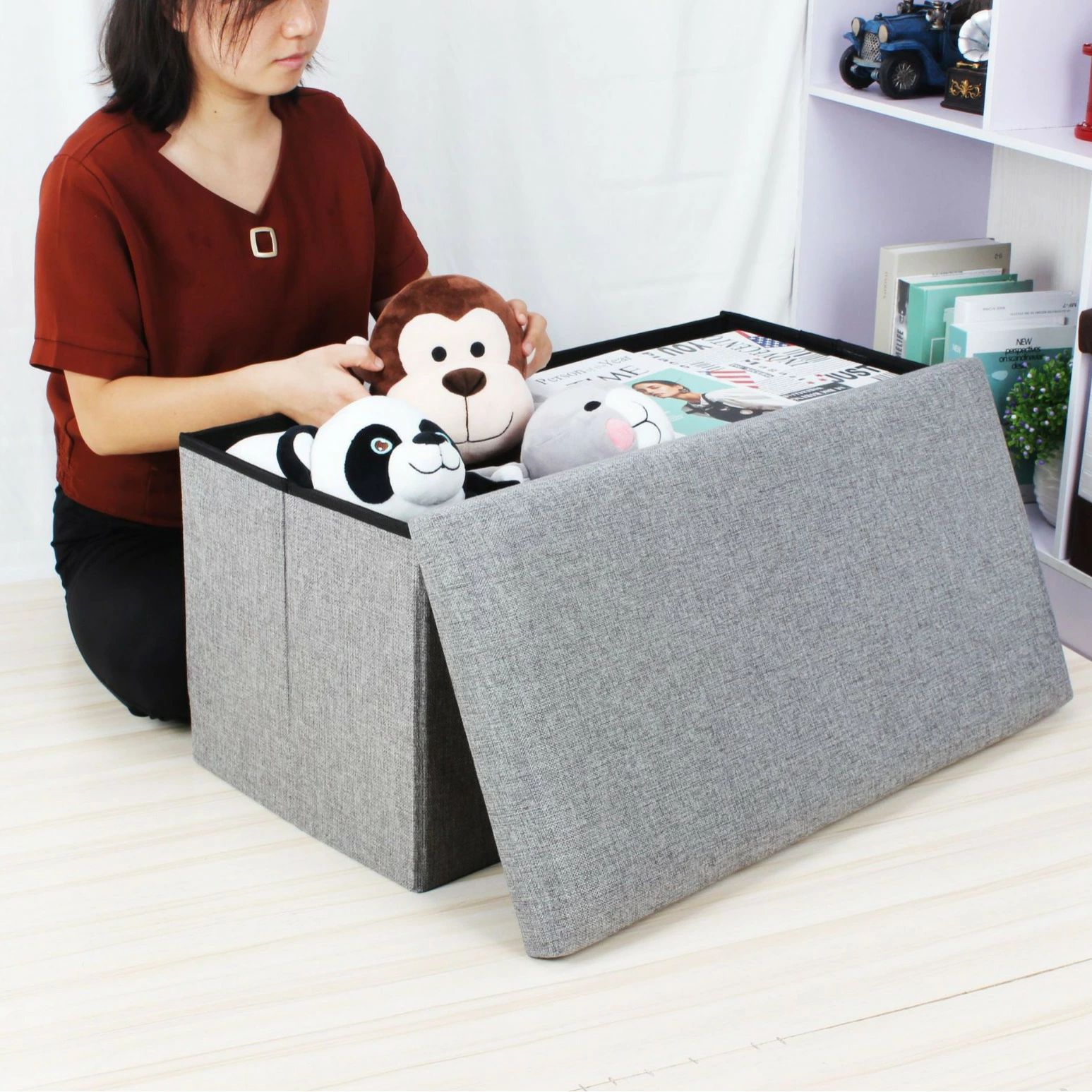 綿麻多機能収納ベンチ、リビング用多機能ロッカーです、家具の小さなソファーです、おもちゃ収納スペースです、環境にやさしい綿麻素材です、丈夫で耐久性があります、快適な座り心地です、大容量ストレージです、コーディネートカラーです