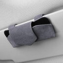 サングラスクリップ レザー 車用 メガネホルダー 車眼鏡ホルダー サングラス ホルダー 車載収納用 サンバイザー メガネ 車載メガネクリップ 車載サングラスホルダー 取り付け簡単 サンバイザーポケット (グレー)