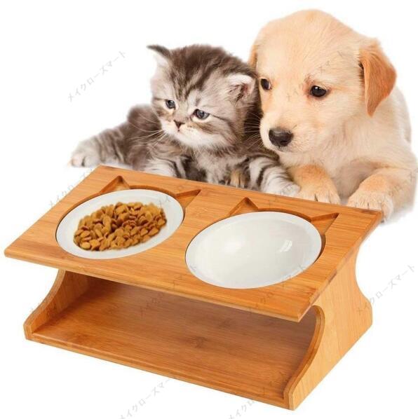 健康な食事を ペットボウル スタンド ご飯台 犬猫用　猫 食器 スタンド 陶器 小型犬えさ皿 食台 猫用フード 水 ボウル