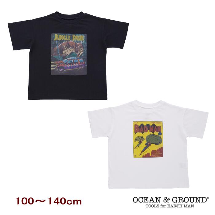 FUNNYグラフィック半袖Tシャツ（100〜140cm）【OCEAN＆GROUND/オーシャン＆グラウンド】/子供服/男の子/キッズ/綿100％/ワイドシルエット/コットン/恐竜OKOK