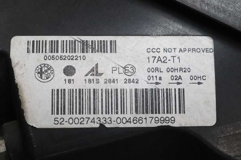 アルファロメオ ジュリエッタ(940A2) 純正 AL 左 ヘッドライト ヘッドランプ HID キセノン バラスト 181S 2841 2842 p044811 中古20240327