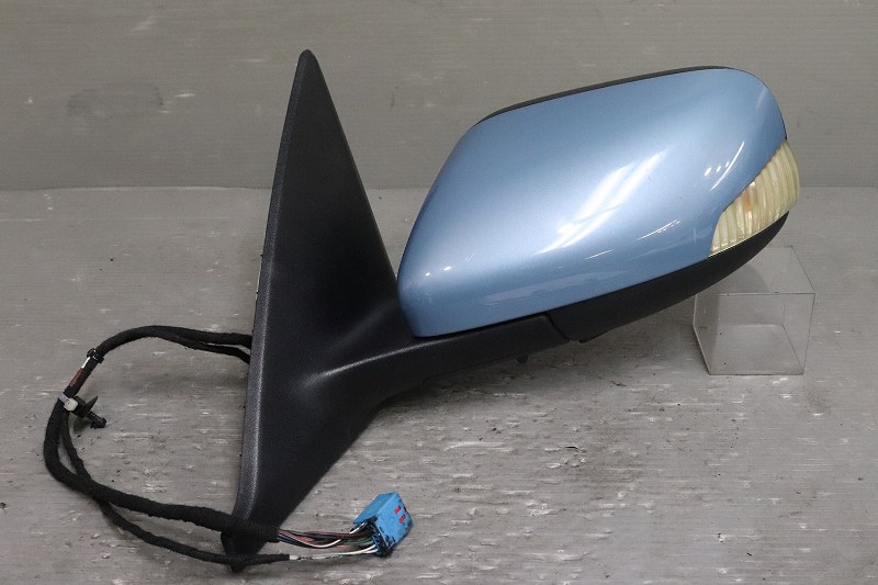 ボルボ V50 右ハンドル 前期(MB5244 MB) 純正 破損無 取付OK 動作保証 左 ドアミラー 電格 10P ウィンカー ウェルカムランプ 青 ブルー 水色 210205-R0475 30745153 3003-323 p036970 中古20230826