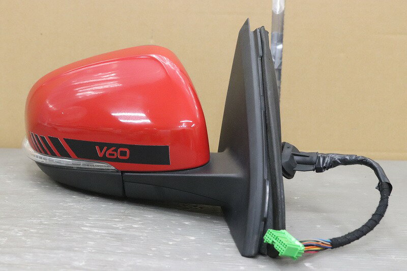ボルボ V60 Drive e 右H(FB4164T) 純正 右 ドアミラー ウィンカー ヒーター付 電格 12P 赤 レッド p049055 中古20240921