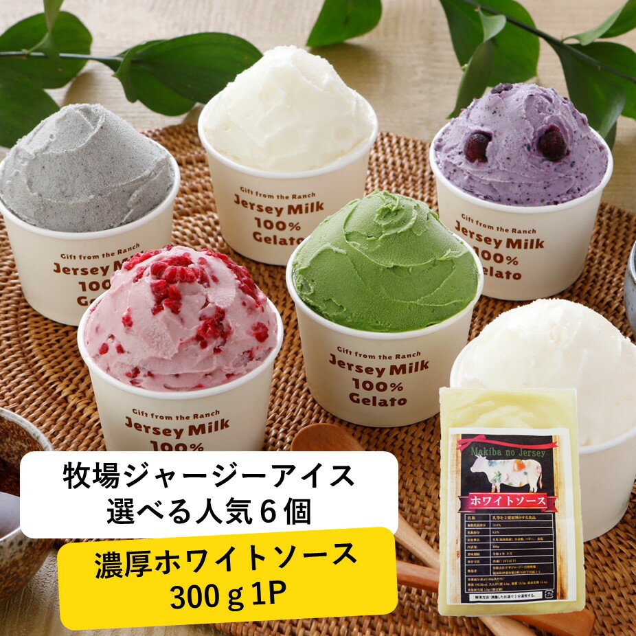 ＼10％OFF！さらに、クーポンで15％OFF！／ シチュー ホワイトソース スープ ミルクスープ ソース 惣菜 お惣菜 アイス アイスクリーム ギフト 詰め合わせ ジェラート まきばのジャージー 選べる人気 6個 ホワイトソース 300g1P 牧場アイス6個とソースセットのサムネイル