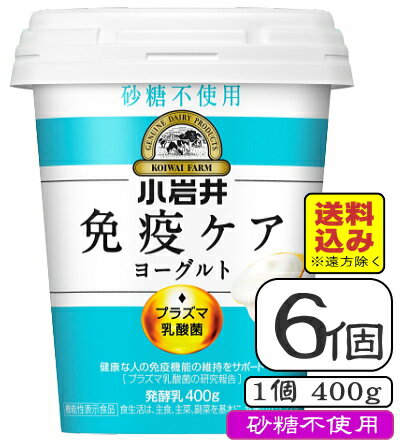 小岩井免疫ケアプラズマ乳酸菌ヨーグルト(砂糖不使用)容量400g×【6個(1ケース)】(送料込み※遠方を除く)