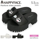 ハッピーフェイス シャワーサンダル レディース 厚底 黒 白 履きやすい 歩きやすい おしゃれ かわいい スライドサンダル 春 夏 サンダル 靴【SPL】