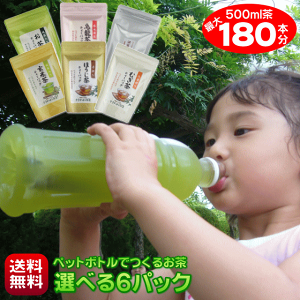 お茶 ティーバッグ 500ml 180本作れる 細長パック 1本あたり21円 ペットボトル 緑茶 烏龍茶 麦茶 玄米茶 ほうじ茶 はと麦茶 和紅茶 お好きなお茶を6種類選べる ティーパック 水出し緑茶 水出し茶 冷茶 無添加 抹茶 静岡茶 国産 お徳用 マイボトル 水筒 送料無料