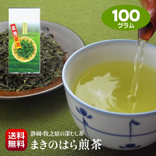 お茶 送料無料 静岡産 深蒸し まきのはら煎茶 100g まろやかな一番茶 味の濃い二番茶 普段飲み 静岡産 深むし茶 緑茶 ポスト投函 日時指定不可 代引き不可