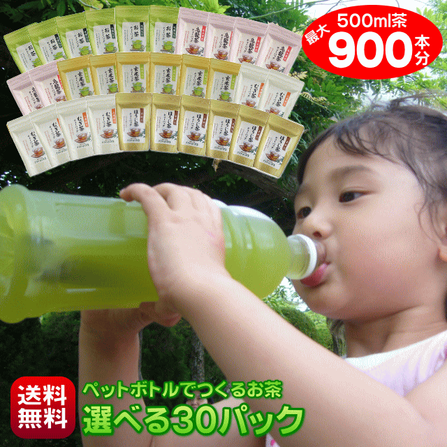 メガ盛り お茶 ティーバッグ 500ml 900本作れる 細長パック 1本あたり16円 ペットボトル 緑茶 烏龍茶 麦茶 玄米茶 ほうじ茶 はと麦茶 和紅茶 お好きなお茶を30パック選べる ティーパック 水出し緑茶 水出し茶 冷茶 無添加 抹茶 静岡茶 国産 お徳用 マイボトル 水筒 送料無料