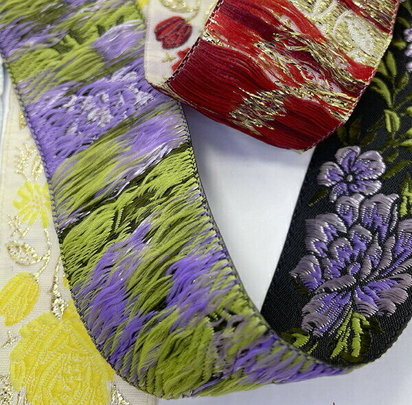 3.3cm幅 再入荷なし トルコ製なめらかリボン オリエンタル刺繍リボン バラ刺繍手芸...