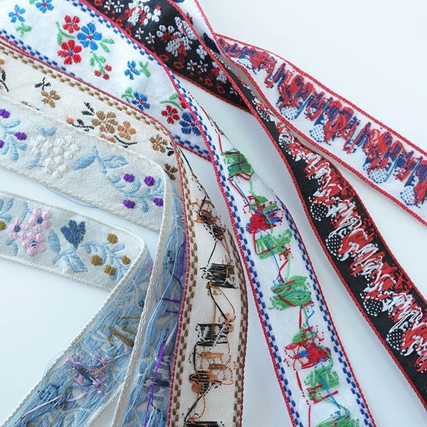 2cm幅 お花刺繍リボン ヨーロピアンリボン フラワーチロルテープ手芸用リボン 北欧...