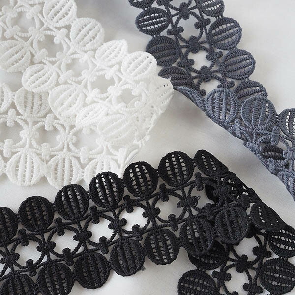 5.5cm幅 モチーフレースリボン ボタニカル刺繍 幅広モチーフレース ハシゴレース ...