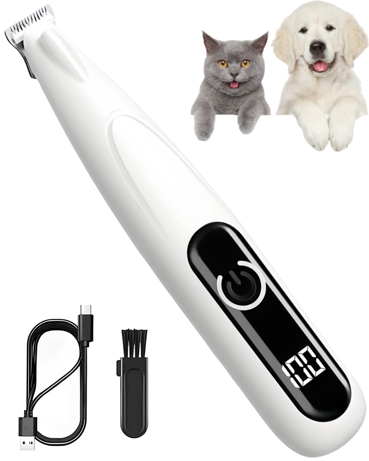 犬用バリカン LRCUOPY ペット用バリカン USB充電 LEDディスプレー LEDライト付き 犬 猫 バリカン 肉球 足裏 耳裏 顔周り お尻周り 部分カット 犬 猫用 ペット バリカン 自宅トリミング 小型 軽量 低騒音 低振動 コードレス