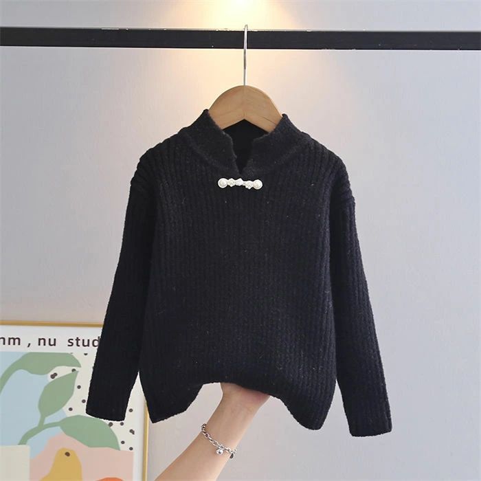 韓国子供服 女の子 セーター スウィート 秋冬 新作 丸首 長袖 可愛い キッズ トップス ニット セーター プリンセス 普段着 通学 お出かけ 旅行 防寒 可愛い ピンク ホワイト ブラック 記念日 イベント 誕生日 結婚式 呼ばれ 発表会 110cm