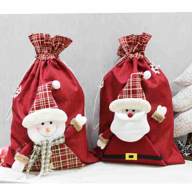 【3組セット】クリスマスプレゼント袋 ギフトバッグ ラッピング サンタ トナカイ 雪だるま かわいい 立体モチーフ プレゼント/キャンデ