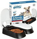 自動ペットフィーダー300 ml 2食自動フードディスペンサータイムドフードボウル犬猫27x7x24cm