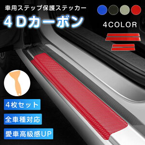 【★4枚セット】 車用ステップ 保護ステッカー インナードア用 ステップガード キズ防止ステッカー 車用 キズ防止 摩擦防止 汚れ防止 防塵 保護シート 4色 汎用 車用品 アクセサリー カーラッピングフィルム テープ式 カーボン調シール 福袋