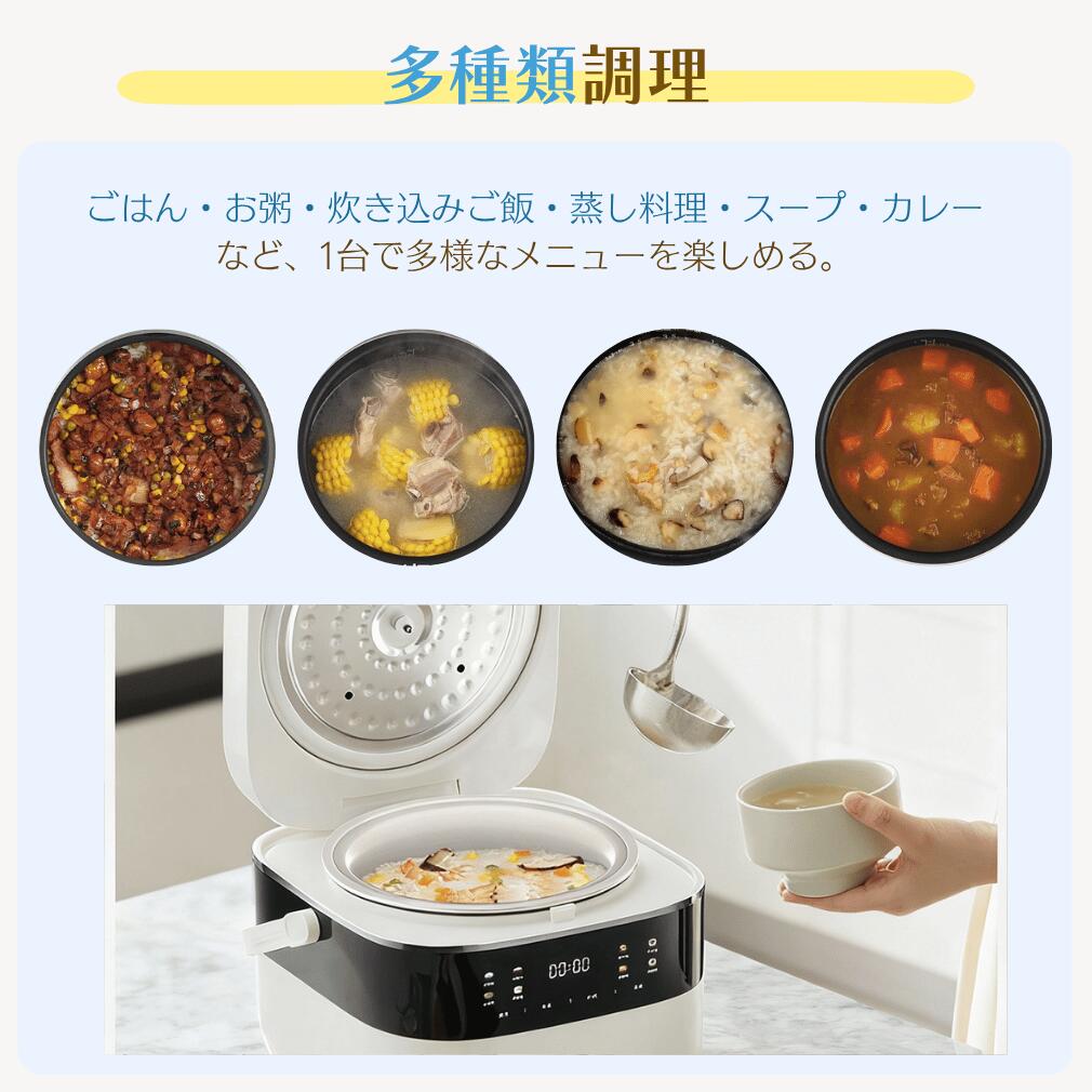 【レビュー投稿で 1 年保証付き】 3L 電子炊飯器 多機能 蒸し器付き 一人暮らし 2...