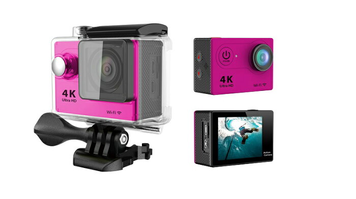 4K WIFI 30M 防水スポーツ カメラ HD 1200万画素 170度超広角2インチ LCD 20M 1対多い リモコンGoproH9R_Red