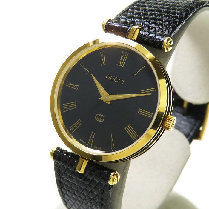 【GUCCI/グッチ】 オールドグッチ 電池交換済 腕時計 GP/レザー クオーツ ブラック文字盤 レディース【中古】【真子質店】【GD】【IYMo】のサムネイル