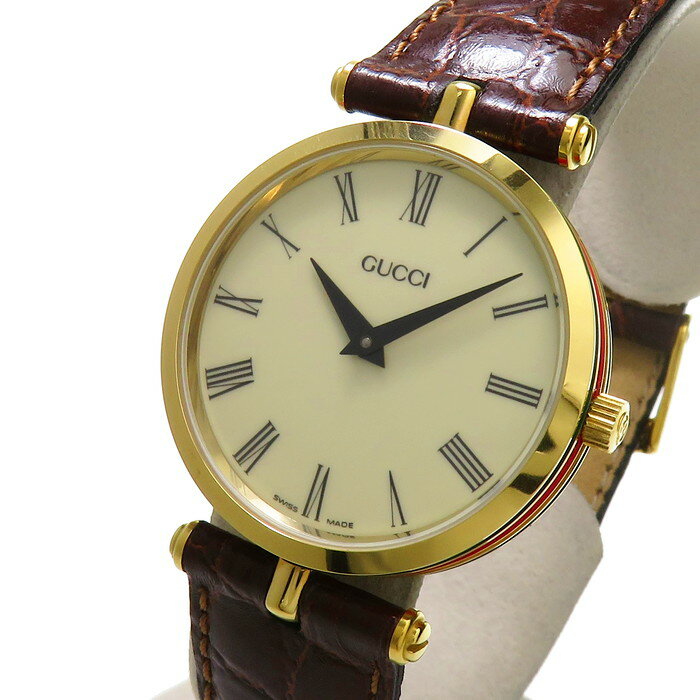 シェリー 11/12.2L オールドグッチ 腕時計 ステンレススチール/レザー クオーツ アイボリー文字盤 ブラウン革ベルト レディース【中古】【真子質店】【BL】【IYMo】のサムネイル