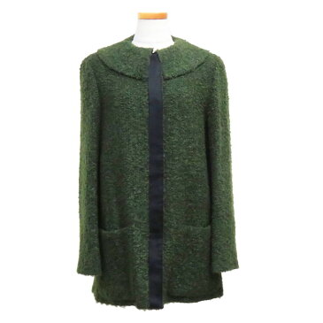 【LANVIN/ランバン】 IOC4027 ハーフコート アクリル/ウール/モヘヤ/ナイロン/シルク/キュプラ グリーン レディース【中古】【真子質店】【Tx】