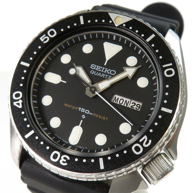 【SEIKO/セイコー】 ダイバーズ 7548-7000 腕時計 ステンレススチール/ラバー クオーツ シルバー ブラック文字盤 ブラックベルト メンズ【中古】【真子質店】【GD】【Maxx】