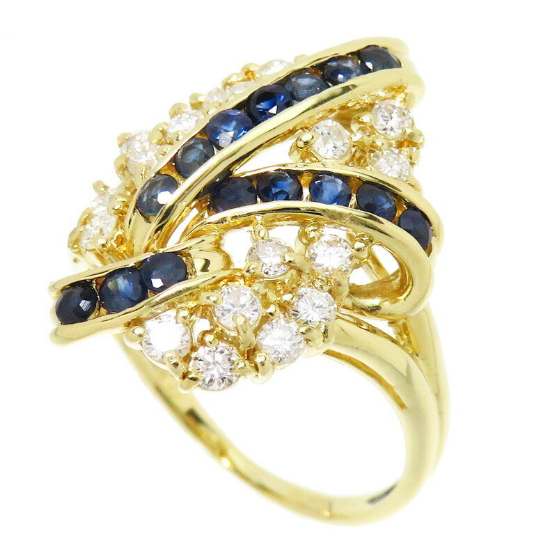 12.5号 ダイヤモンド 計0.51ct サファイア リング・指輪 K18ゴールド 18金 4.7g ゴールド レディース【中古】【真子質店】【MaMoT】のサムネイル